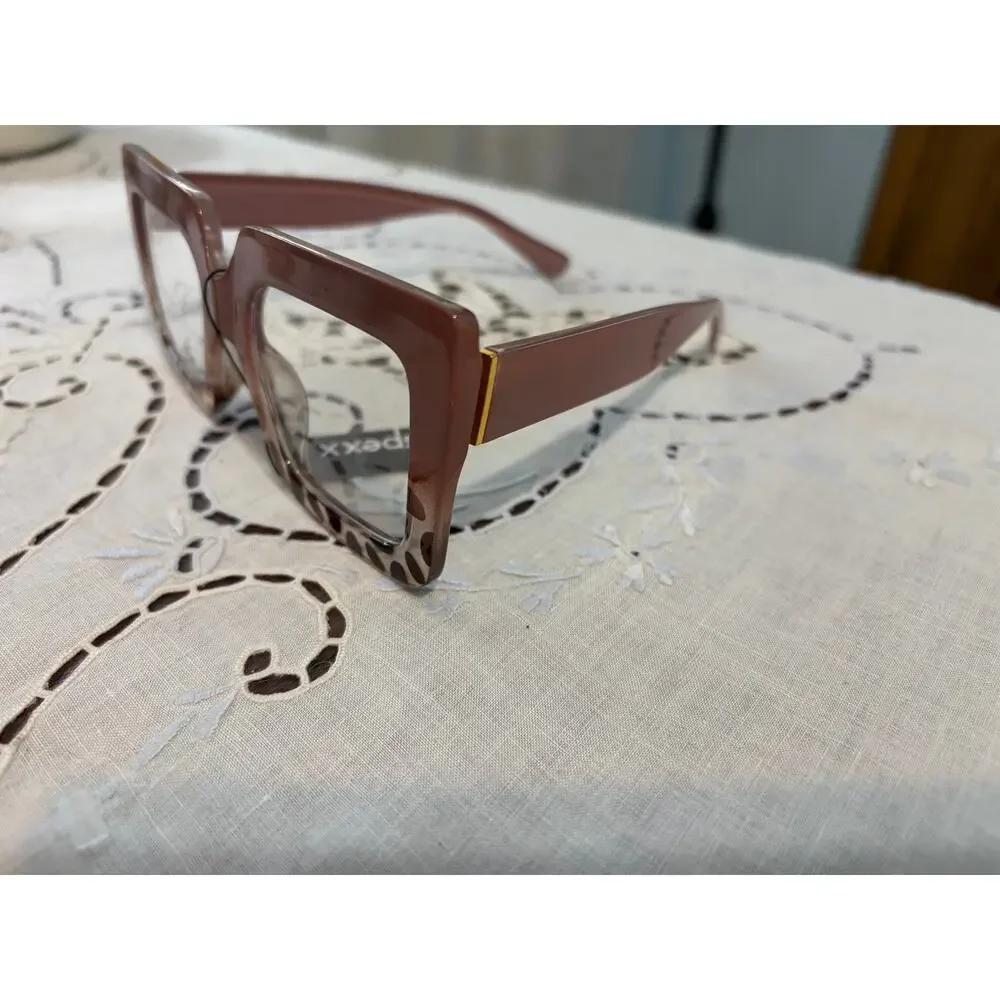 Spexx Blue Light Glasses Oversized Square Frame Pink Tortoise Chic Retro Nerd